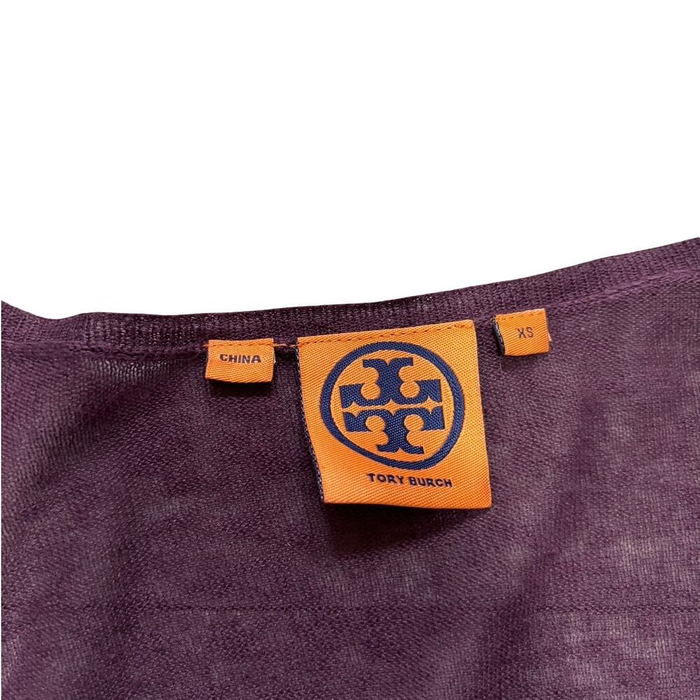 Tory Burch Purple Linen Cotton Button Front Cardigan Sweater XS - Picture 3 of 4